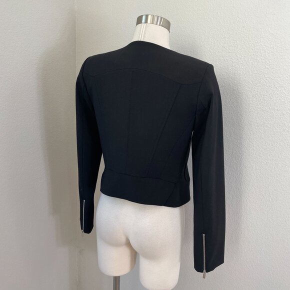 Calvin Klein Womens 6 Petite Black Open Front Long Sleeve Blazer Jacket - Picture 4 of 11